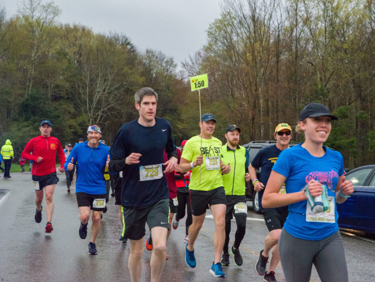 Pacer leading a group at the Canaan Valley Half Marathon