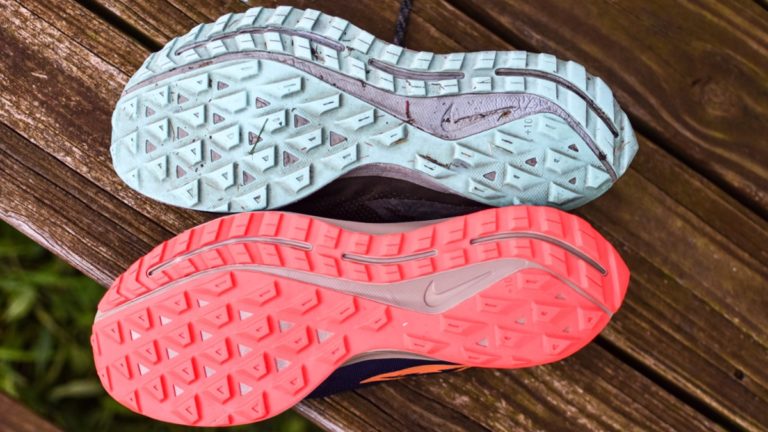 Soles of Running Shoes 0 miles vs 350 miles