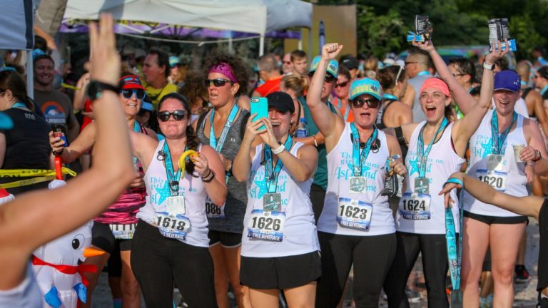 Friends Celebrating together at the Finish Line